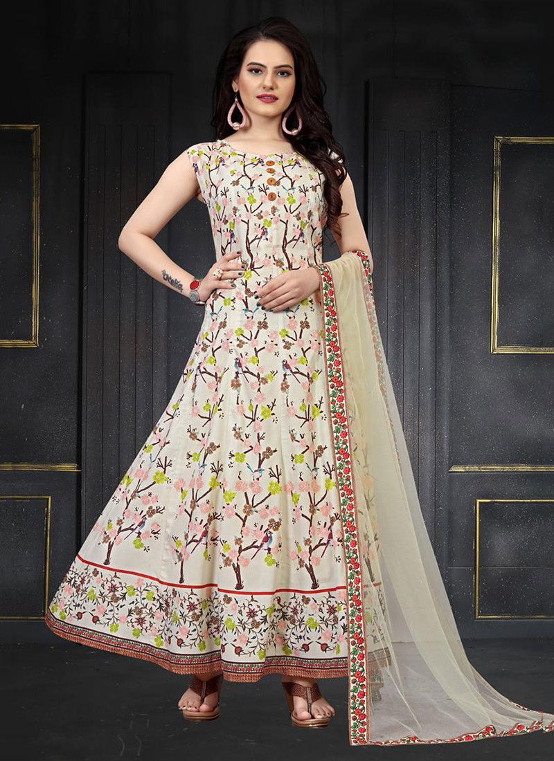 Pista Colour Latest Fancy Designer Festive Wear Soft Net Maslin Silk Digital Print Anakali Gown Collection 10
